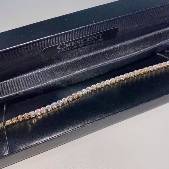 NEW Women's Yellow Gold Colour Crystal Bracelet - Picture 1 of 6